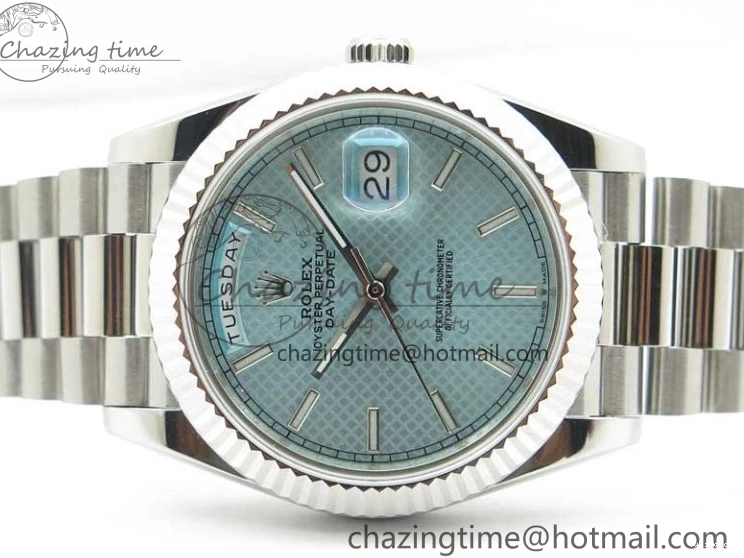 A2836 Dial 228239 Dial Blue SS BP SS Version Textured 904 on Day-Date President 40mm Ice Bracelet New 0724